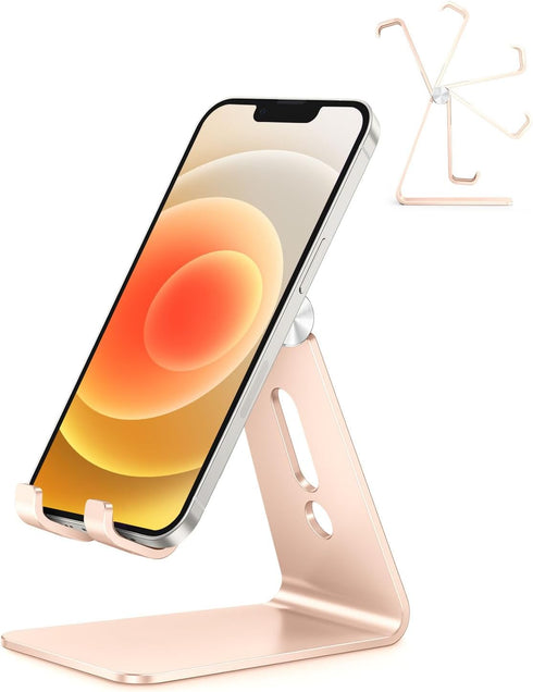 OMOTON Adjustable Cell Phone Stand, C2 Aluminum Desktop Phone Dock Holder Compatible with iPhone 15 14 13 Pro, SE, XR, 8 Plus 7 6, Samsung Galaxy,...